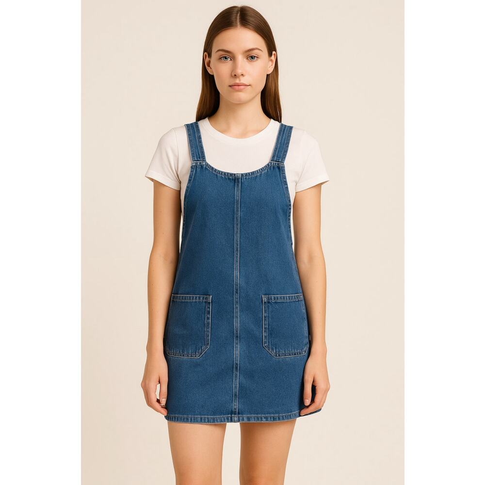 Forever 21 Denim Overall Dress Mini Grunge Style XS
